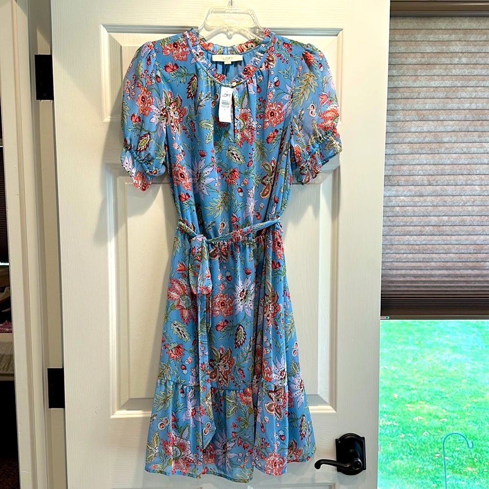 LOFT women’s Size M Floral Multi Color Lined Dress. Brand New!
